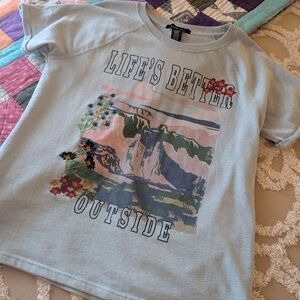 Nature landscape scene shirt, Life is Better Outside, Size Medium